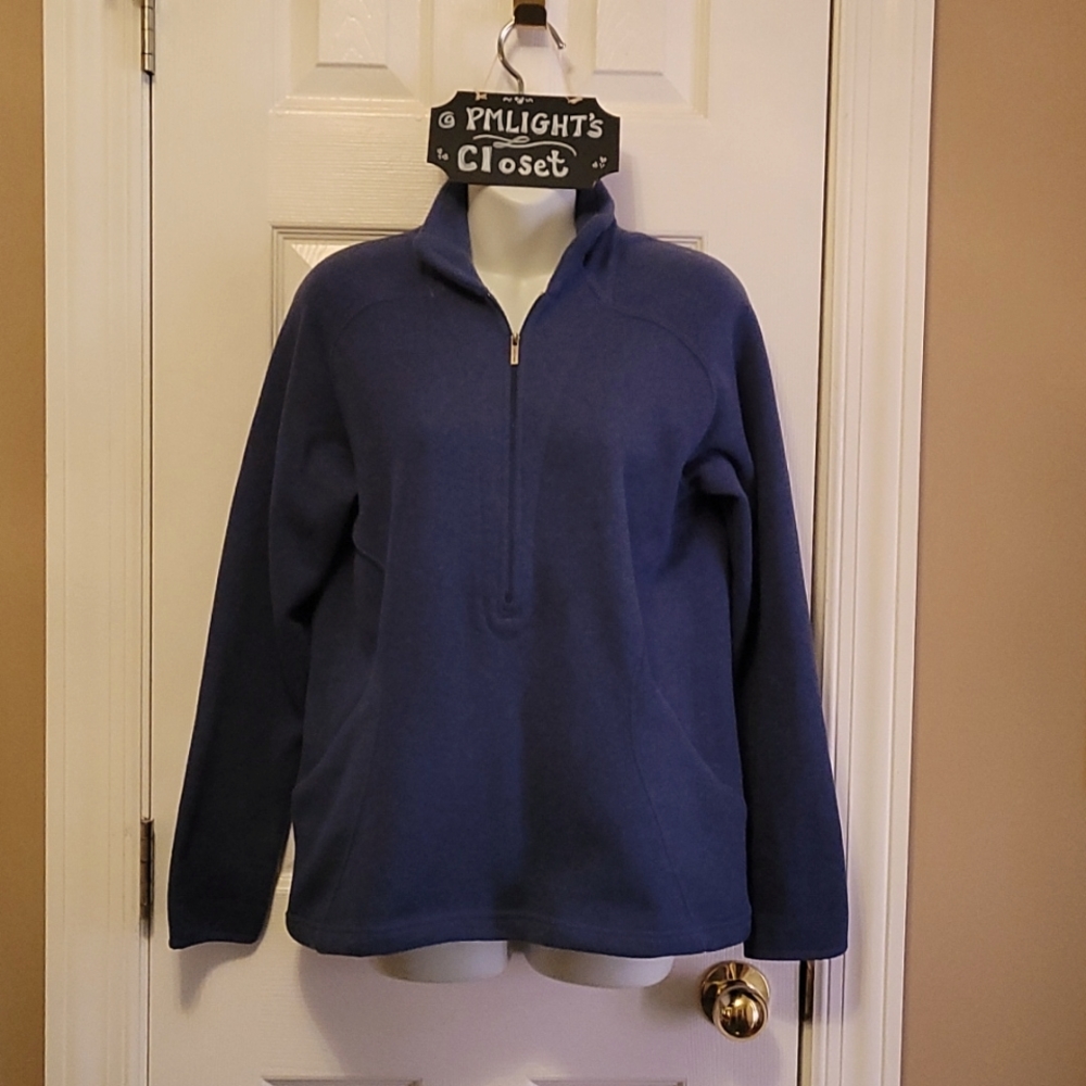 Lands' End Small Blue Fleece 3/4 Zip Pullover Jacket